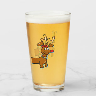 Merry Christmas Dachshund Glass