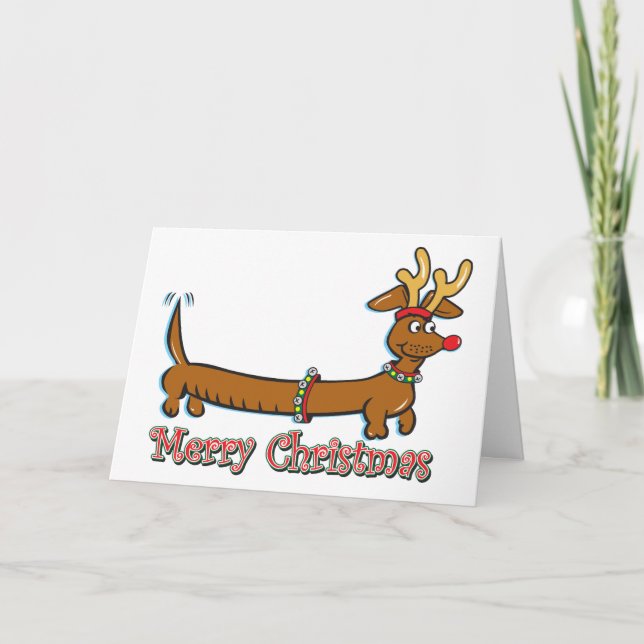 Merry Christmas Dachshund Holiday Card (Front)