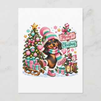 Merry Christmas Dachshund Invitation Postcard