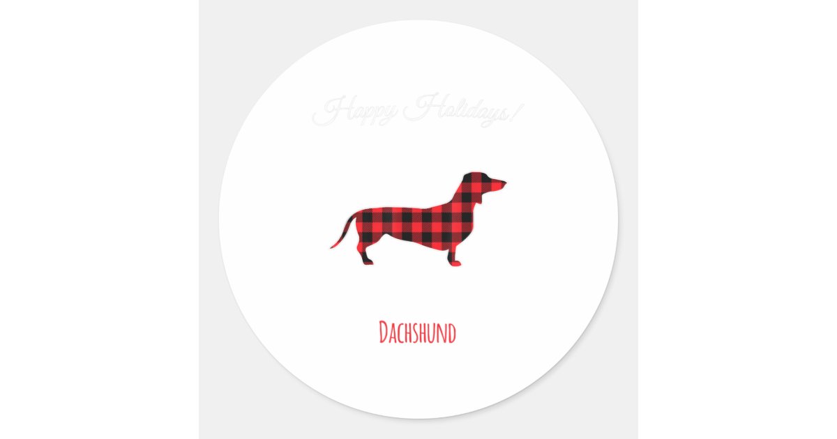 Merry Christmas Dachshund Motif - Cute Classic Round Sticker | Zazzle