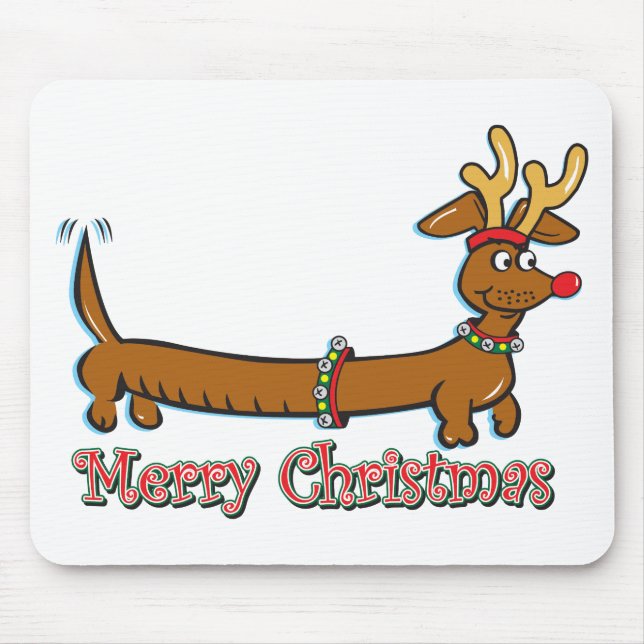 Merry Christmas Dachshund Mouse Pad (Front)
