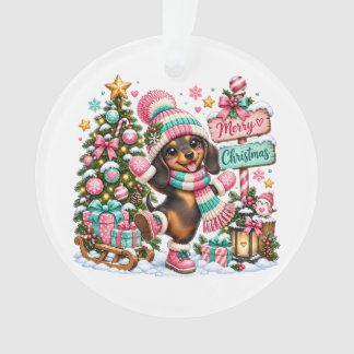 Merry Christmas Dachshund Ornament
