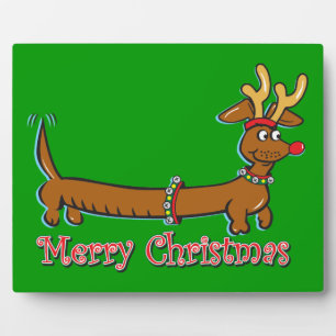 Merry Christmas Dachshund Plaque