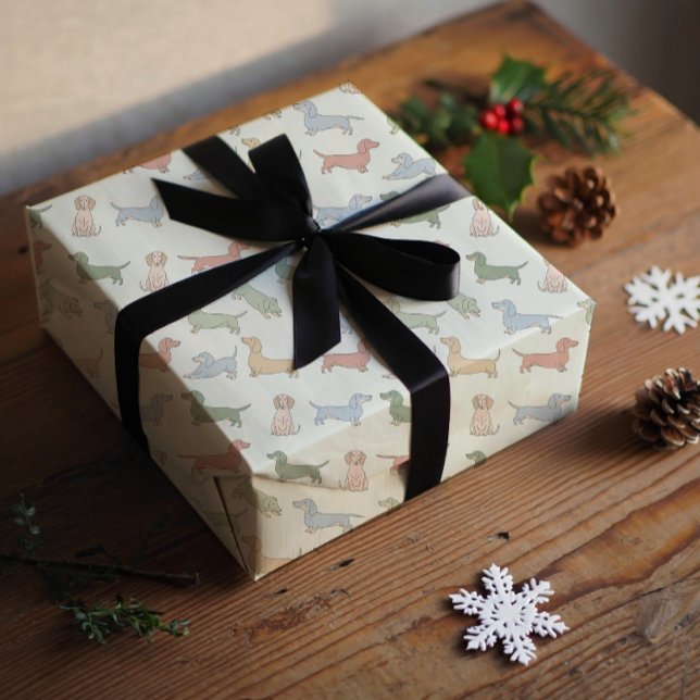 Merry Christmas dachshund puppies  Wrapping Paper Sheets (Creator Uploaded)
