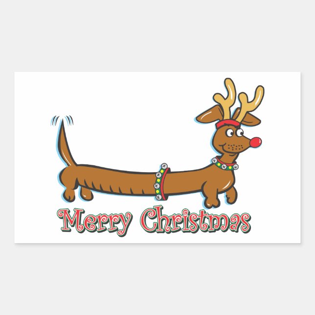 Merry Christmas Dachshund Rectangular Sticker (Front)