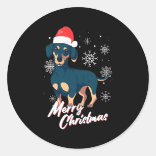 Merry Christmas Dachshund Santa Claus Xmas New Yea Classic Round Sticker