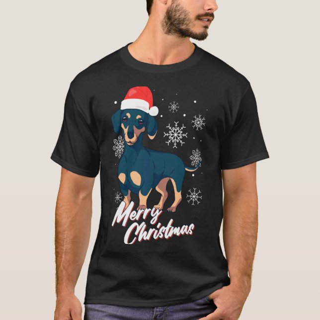 Merry Christmas Dachshund Santa Claus Xmas New Yea T-Shirt (Front)