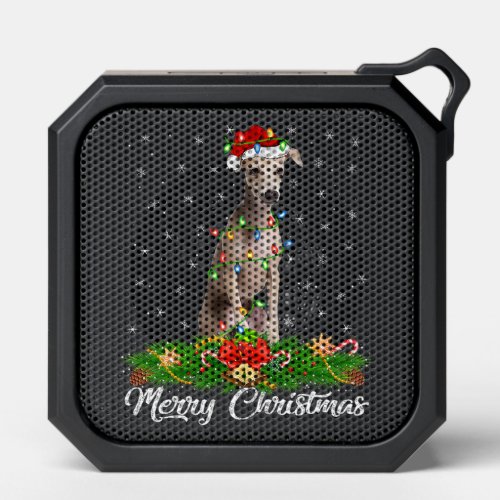 Merry Christmas Dachshund Santa Hat Lights Xmas T_ Bluetooth Speaker
