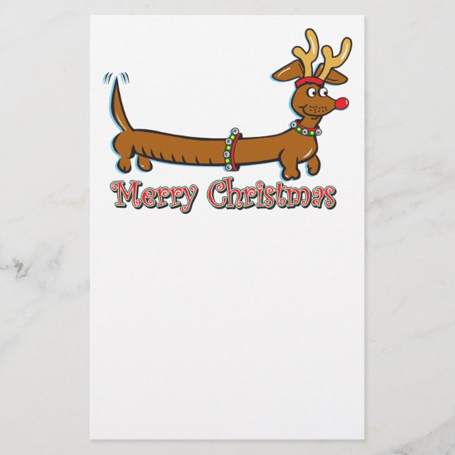 Merry Christmas Dachshund Stationery (Front)