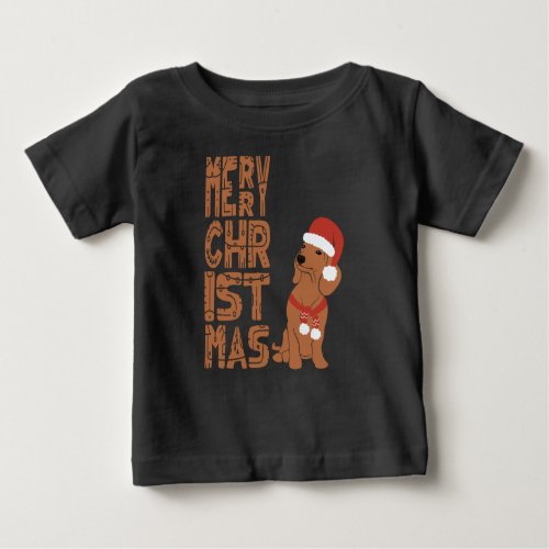Merry Christmas _ Dachshund Wearing Santa Hat Baby T_Shirt