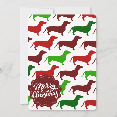 Merry Christmas Dachshund Wiener Dog Pattern Holiday Card