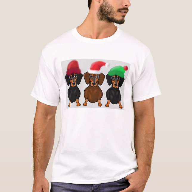 Merry Christmas Dachshunds T-Shirt (Front)