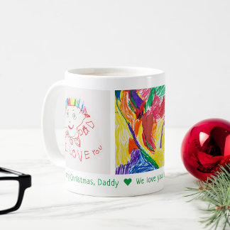 Merry Christmas Dad 3 Photo Custom Kid's Art Coffee Mug