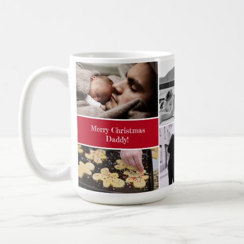 Merry Christmas Daddy Custom Photo Collage Holiday Coffee Mug