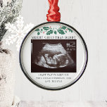 Merry Christmas Daddy Pregnancy Ultrasound Metal Ornament<br><div class="desc">It's always a good time to share this exciting news with your nearest and dearest. Perfect Christmas gift idea for the dad to be with ultrasound photo. Customize this unique announcement display, add your details and let everyone know about this special news. Great gift for new parents and baby showers....</div>