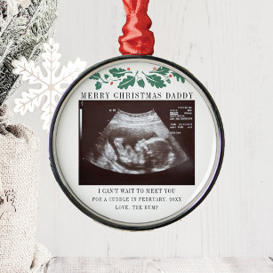 Merry Christmas Daddy Pregnancy Ultrasound Metal Ornament