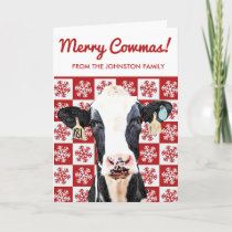 Merry Christmas Dairy Cow Holstein Farm Snowflake  Card