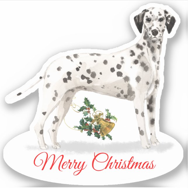 Merry Christmas Dalmatian Custom-Cut Vinyl Sticker (Front)