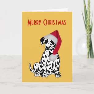 Merry Christmas Dalmatian Dog Gold Holiday Card