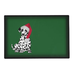 Merry Christmas Dalmatian Dog Green Placemat