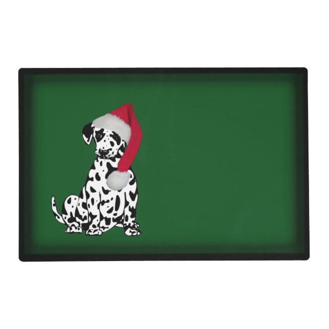 Merry Christmas Dalmatian Dog Green Placemat (Front)