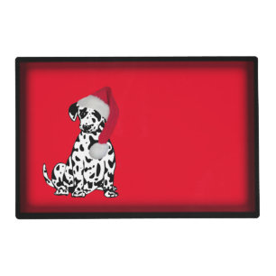 Merry Christmas Dalmatian Dog Red Placemat