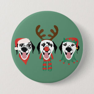 Merry Christmas Dalmatian Dogs Button