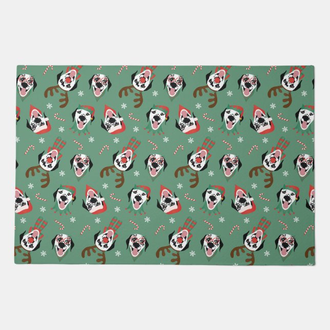 Merry Christmas Dalmatian Dogs Doormat (Front)
