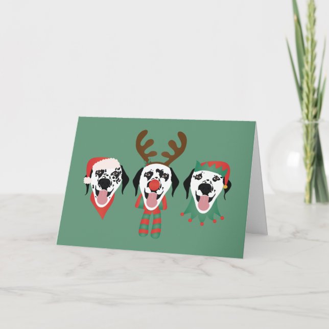 Merry Christmas Dalmatian Dogs Holiday Card (Front)