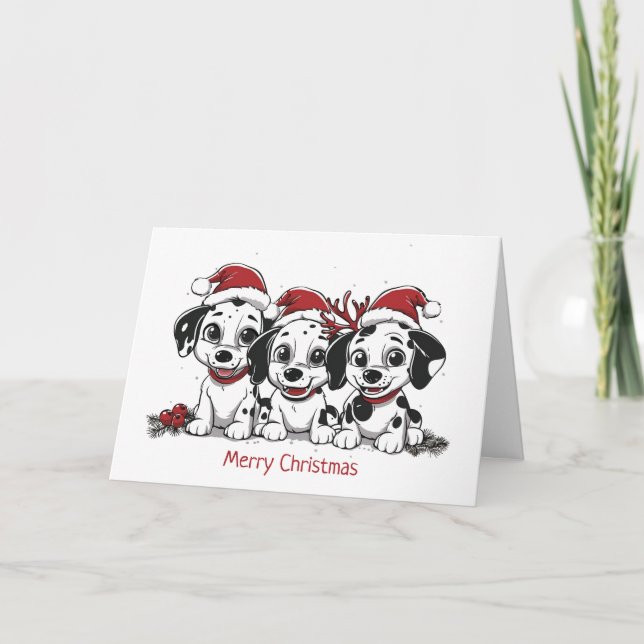 Merry Christmas Dalmatian Dogs Holiday Card (Front)