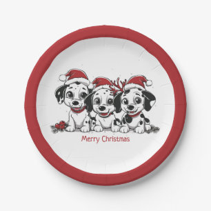 Merry Christmas Dalmatian Dogs Paper Plates