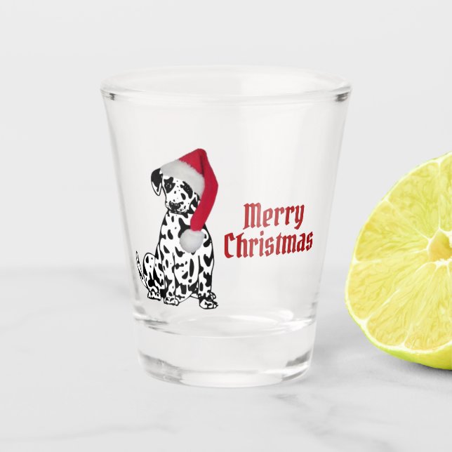 Merry Christmas Dalmatian Shot Glass (Front)