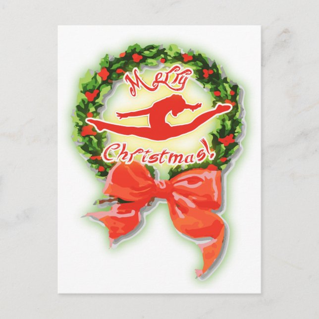 Merry Christmas Dance Dancer Gymnasitcs Holiday Postcard (Front)