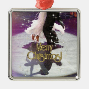 Merry Christmas Dancers Metal Ornament