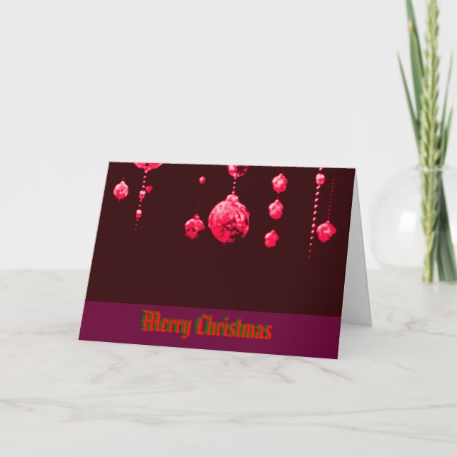 Merry Christmas Dancing Balls Red  MUSEUM Zazzle Holiday Card (Front)