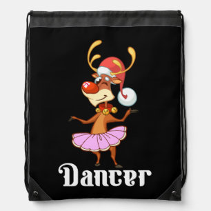 Merry Christmas Dancing Reindeer Cute Deer Dancer  Drawstring Bag
