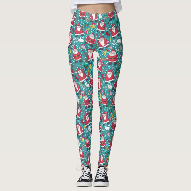 Merry Christmas Dancing Santa Leggings (Front)
