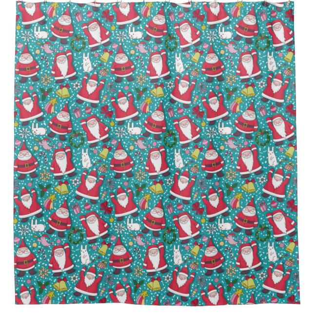 Merry Christmas Dancing Santa Shower Curtain (Front)