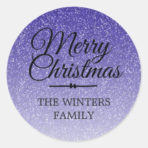 Merry Christmas Dark Blue Glitter Envelope Seal
