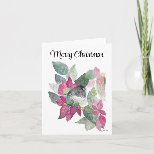 Merry Christmas Dark Eyed Junco Bird Holiday Card