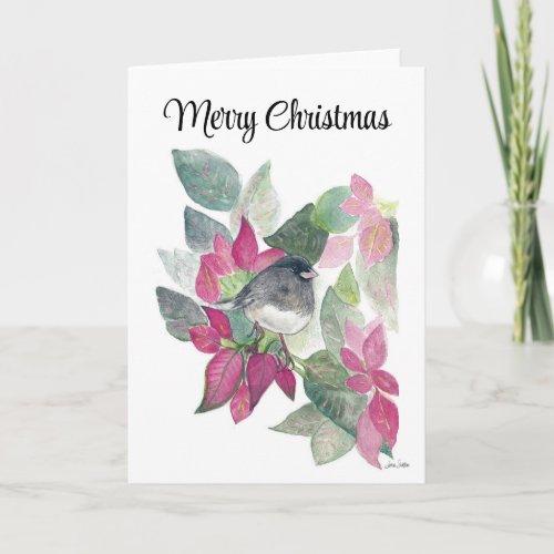 Merry Christmas Dark Eyed Junco Bird Holiday Card