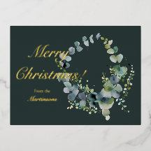 Merry Christmas Dark Green Eucalytus Wreath