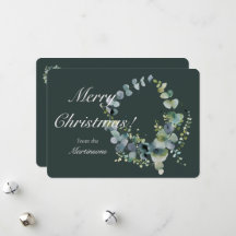 Merry Christmas Dark Green Eucalytus Wreath