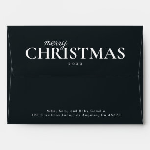 Merry Christmas Dark Green Family Envelope