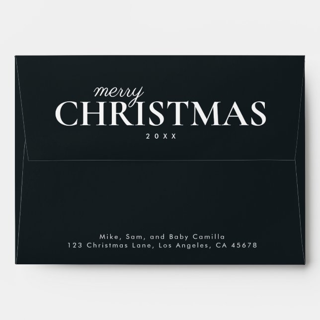 Merry Christmas Dark Green Family  Envelope (Back (Top Flap))