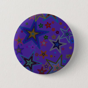 Merry Christmas Dark Purple, Stars Heaven Star Button