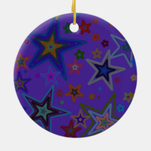 Merry Christmas Dark Purple, Stars Heaven Star Ceramic Ornament