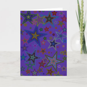 Merry Christmas Dark Purple, Stars Heaven Star Holiday Card
