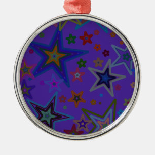 Merry Christmas Dark Purple, Stars Heaven Star Metal Ornament