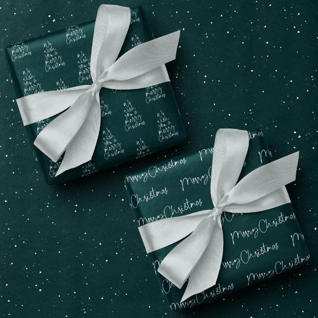 Merry Christmas dark teal festive holiday Wrapping Paper Sheets (Creator Uploaded)
